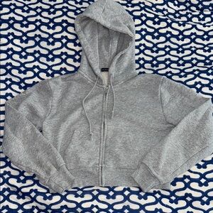 Brandy Melville Grey cropped Zip-Up Hoodie
